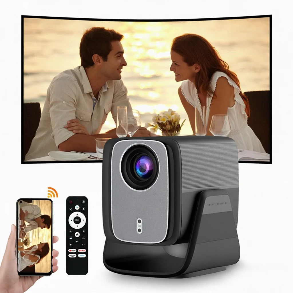 Smart Auto Portable Home Outdoor Gaming Cinema Projector 1080P 4K Support Wi-Fi LCD Pico 550 Lumens