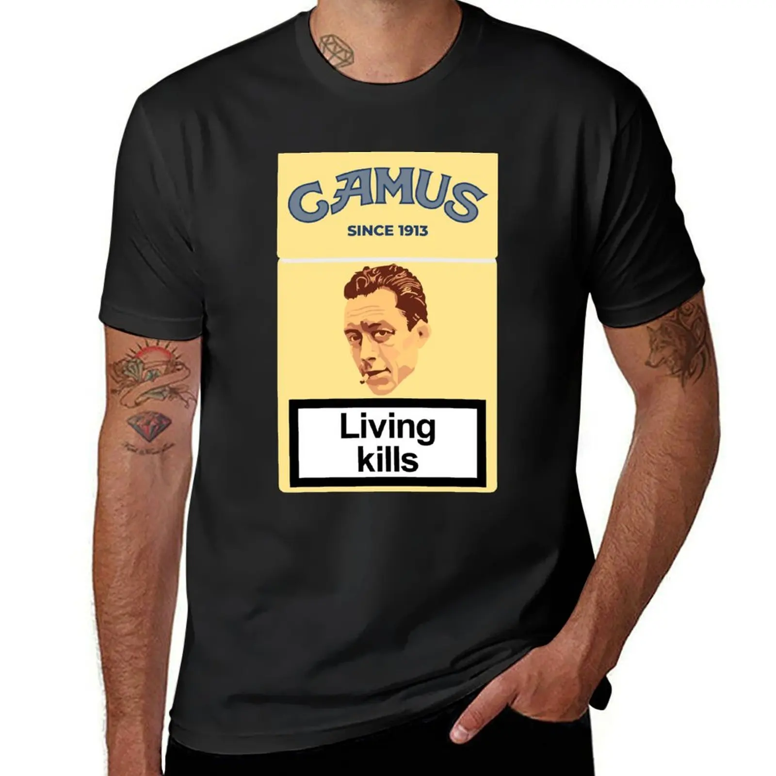 Philosopher Albert Camus T-Shirt for a boy korean fashion hippie clothes funnys Men's clothing