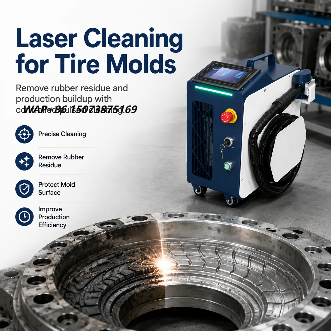 Tire Mold  Cleaning Machine for Rubber Residue Carbon Deposit Release Agent Removal and Non Contact Mold Maintenance