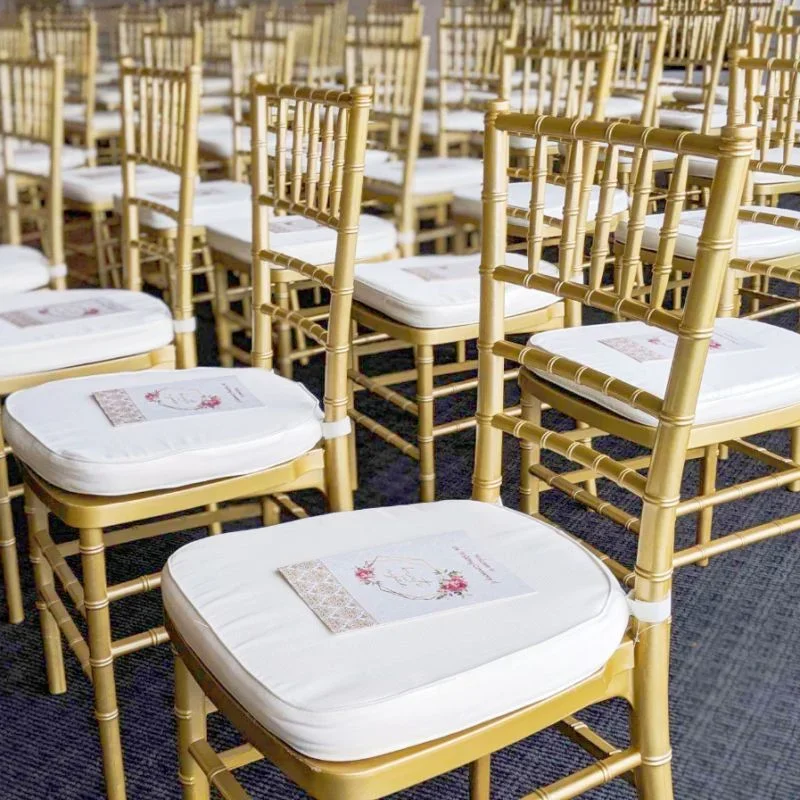 

Factory wholesale acrylic metal stackable party chivari chiavari wedding chair with seat cushion
