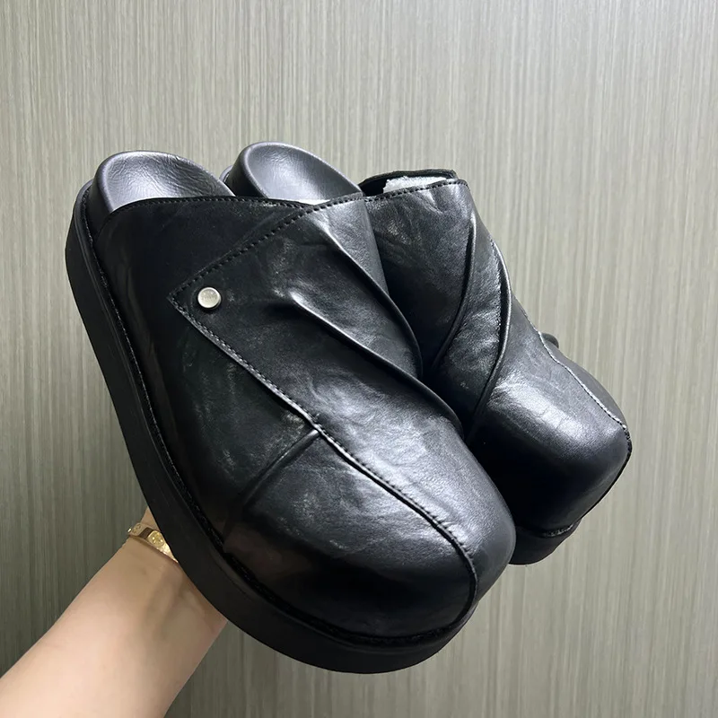 

Высококачественные мужские полутапочки в британском стиле, на платформе, с толстой подошвой, с закрытым носком, Zapatos Hombre