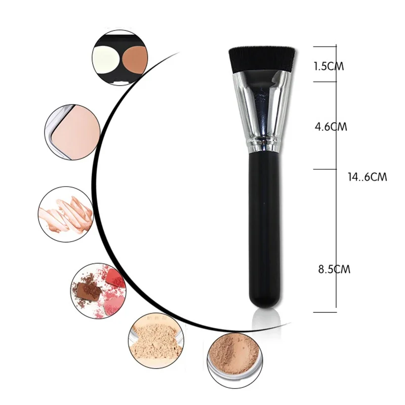 Grande cabeça plana pincel de contorno mistura bb creme líquido fundação pó pincel de maquiagem profissional e diário ferramentas de beleza cosmética