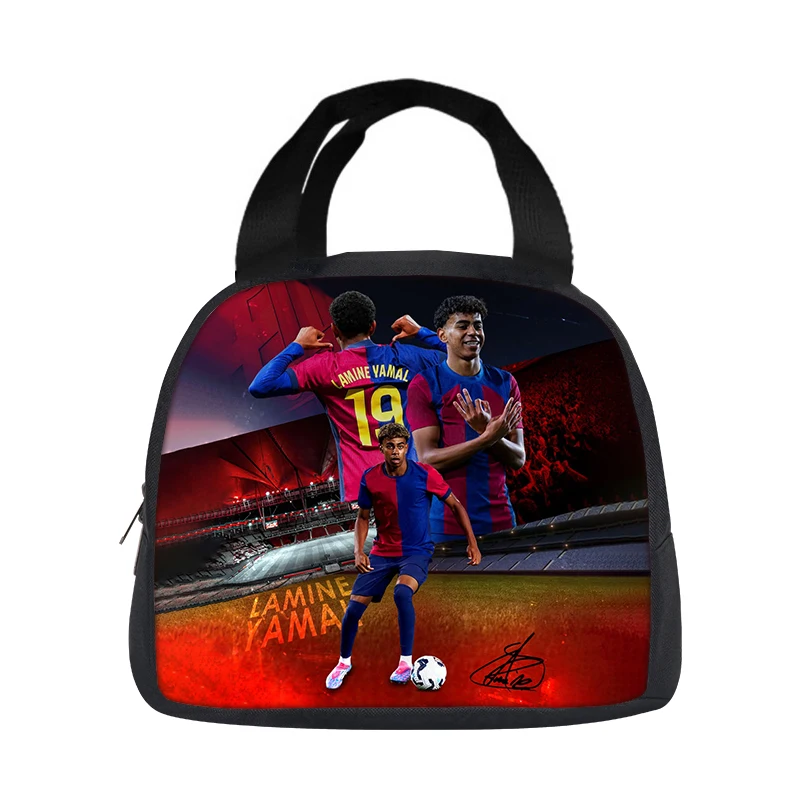 L-Lamin Yamal Handbag Insulated Lunch Bag Football Star Student Bento Food Container Bags Reusable Thermal Cooler Lunch Box