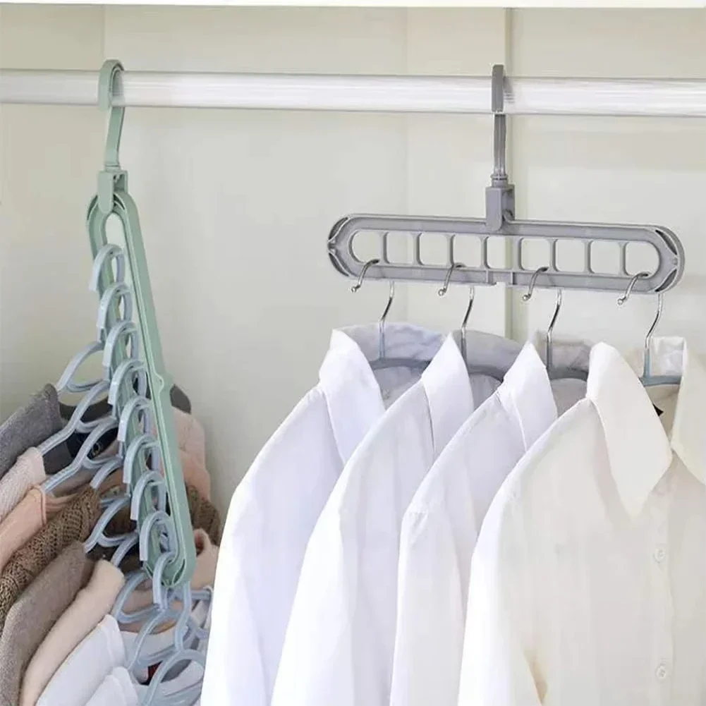 9-Hole Multi-Function Folding Magic Hangers Clothes Hanger Organizer Space Saving Hanger Drying Racks Scarf Clothes Storage