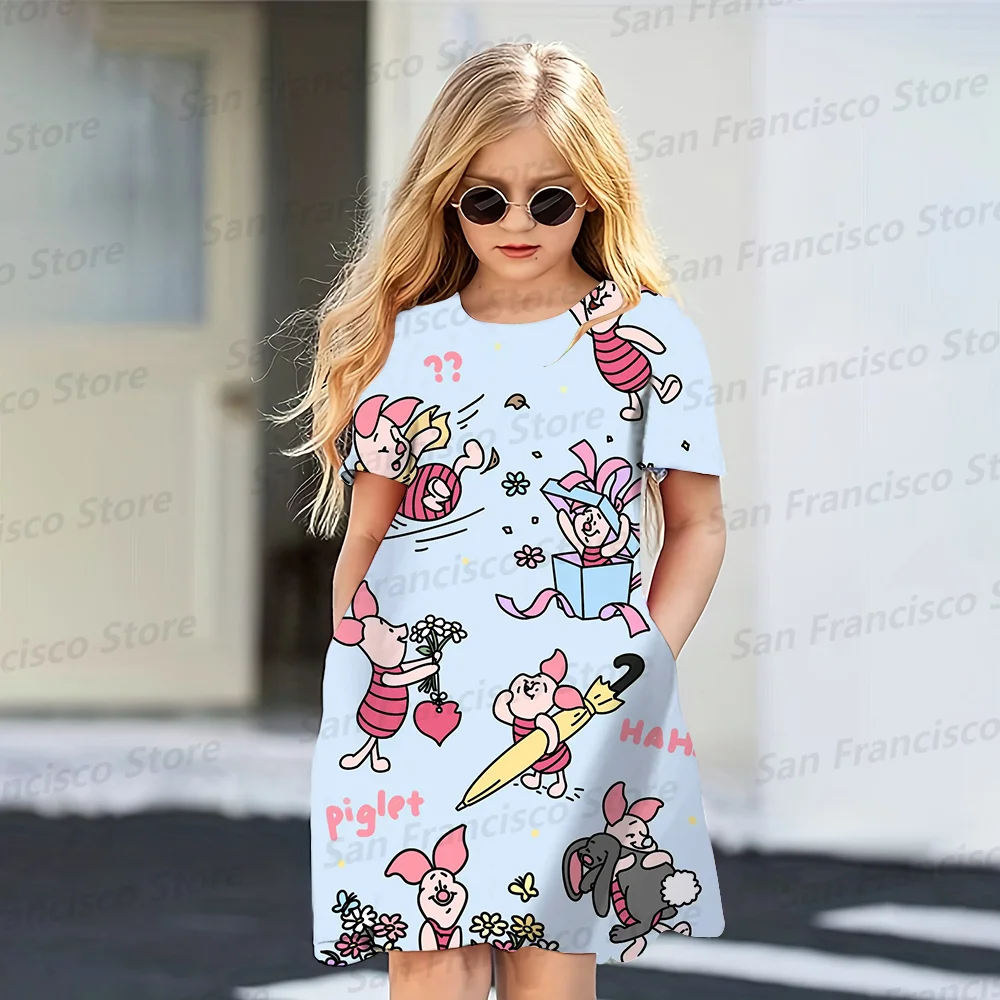 New Summer Disney Animated Blue Dumbo 3D Full Print Cute Cartoon Party Dress KID/Adult Fashion Casual Light Pajamas Custom Dress