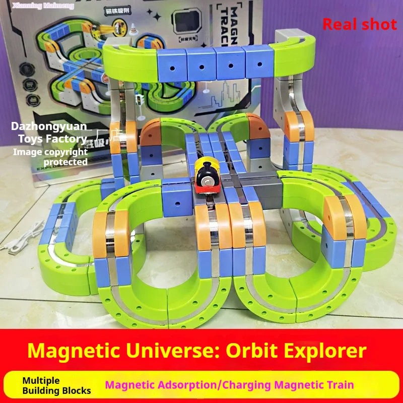 Mise à niveau d'interface de voiture ferroviaire de construction magnétique classique-jouet de construction éducatif STEM pour les enfants, cadeau d'apprentissage du développement