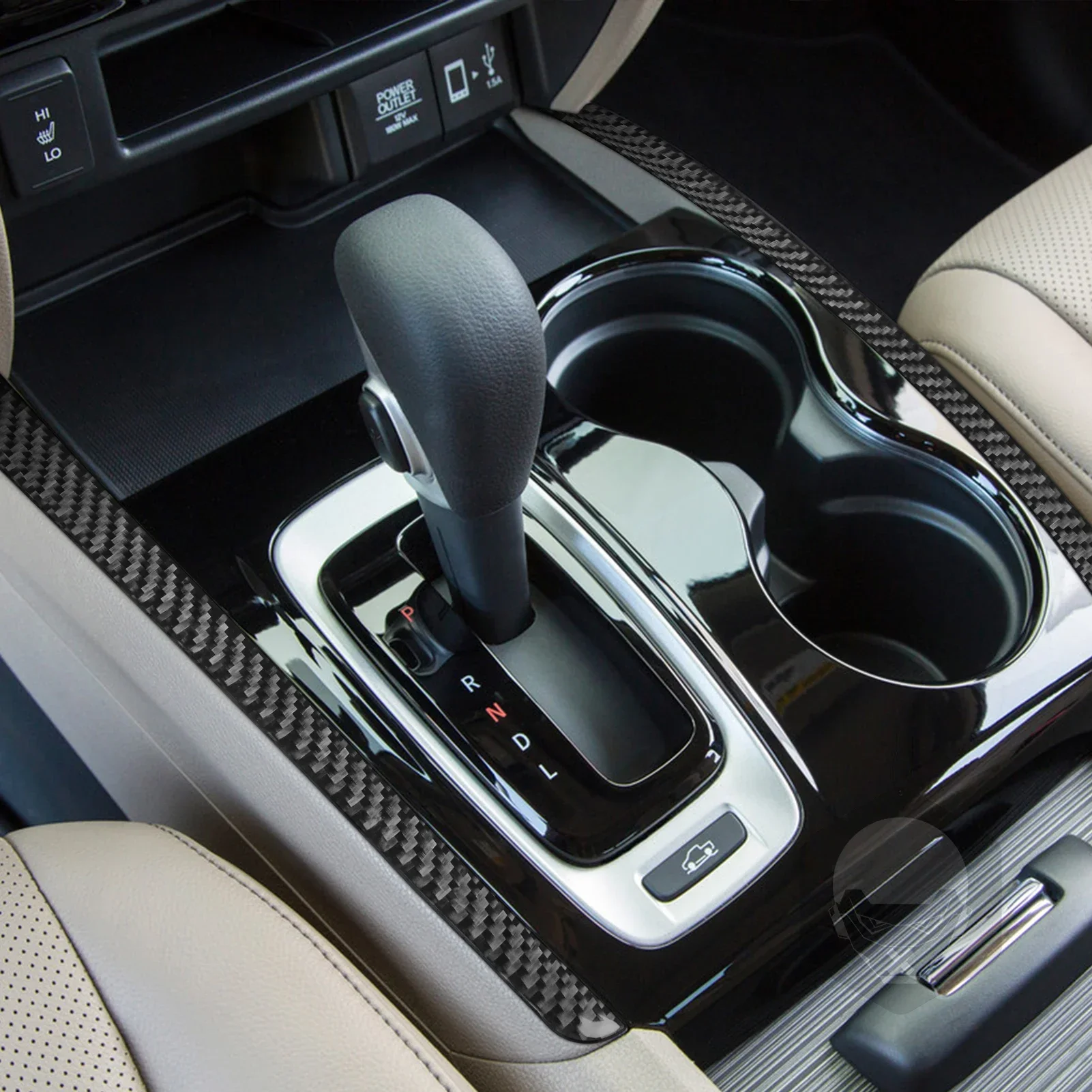 لهوندا ريدجلاين الطيار جواز سفر اكسسوارات السيارات ألياف الكربون والعتاد التحول الجانبين قطاع لوحة الغطاء الداخلي الكسوة تعديل ملصق #2