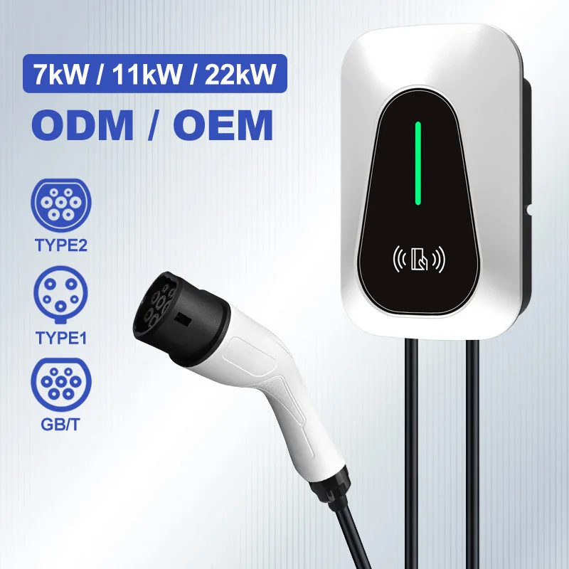 European-standard 7kW Type 2 EV Charger Card Reader Tuya App-compatible 32A AC207-253V Multi-color for Home Use