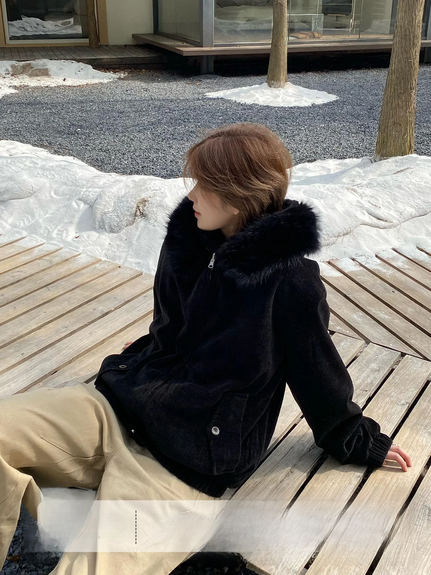 

Double-Sided Wear Velvet Inner Mountain Eagle Cotton Jacket Hooded Texture Warmth Women's Fashion Korean Style Loose Fit