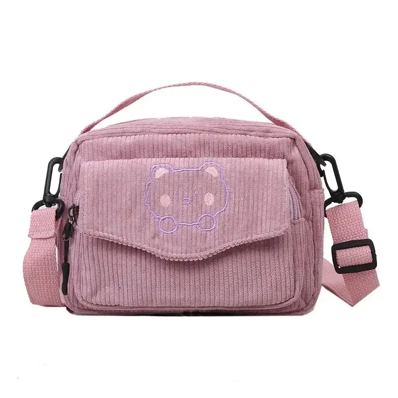 Práctico bolso de lona bonito de oso para chica, nueva edición coreana, bolsos cruzados, hombro para estudiante