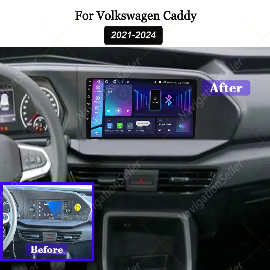 

Android Radio For Vw Caddy 2021-2024 Carplay Head Unit GPS Navigation Multimedia Player Car Stereo Touch Screen BT RDS DSP Wifi