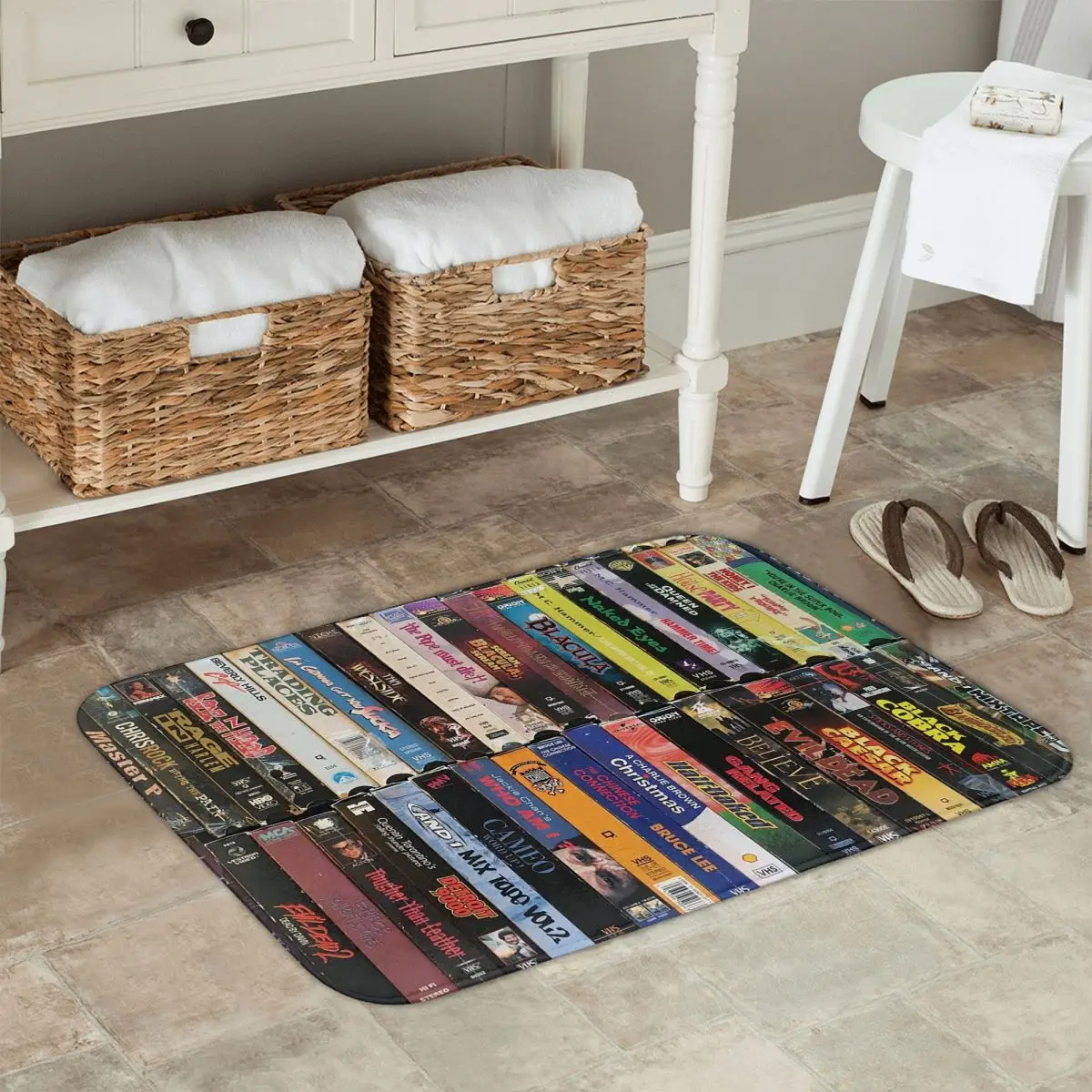 Retro Black Horror Film Themed Non-slip Doormat Floor Mat Antiwear Carpet Rug for Kitchen Entrance Home Bedroom Footpad Mats