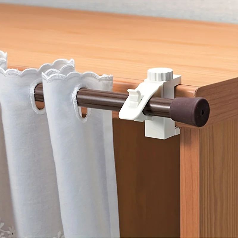 2pcs/set Space-Saving Curtain Rod Brackets - Easy Install, Durable Metal Wall Hooks for Home Decor