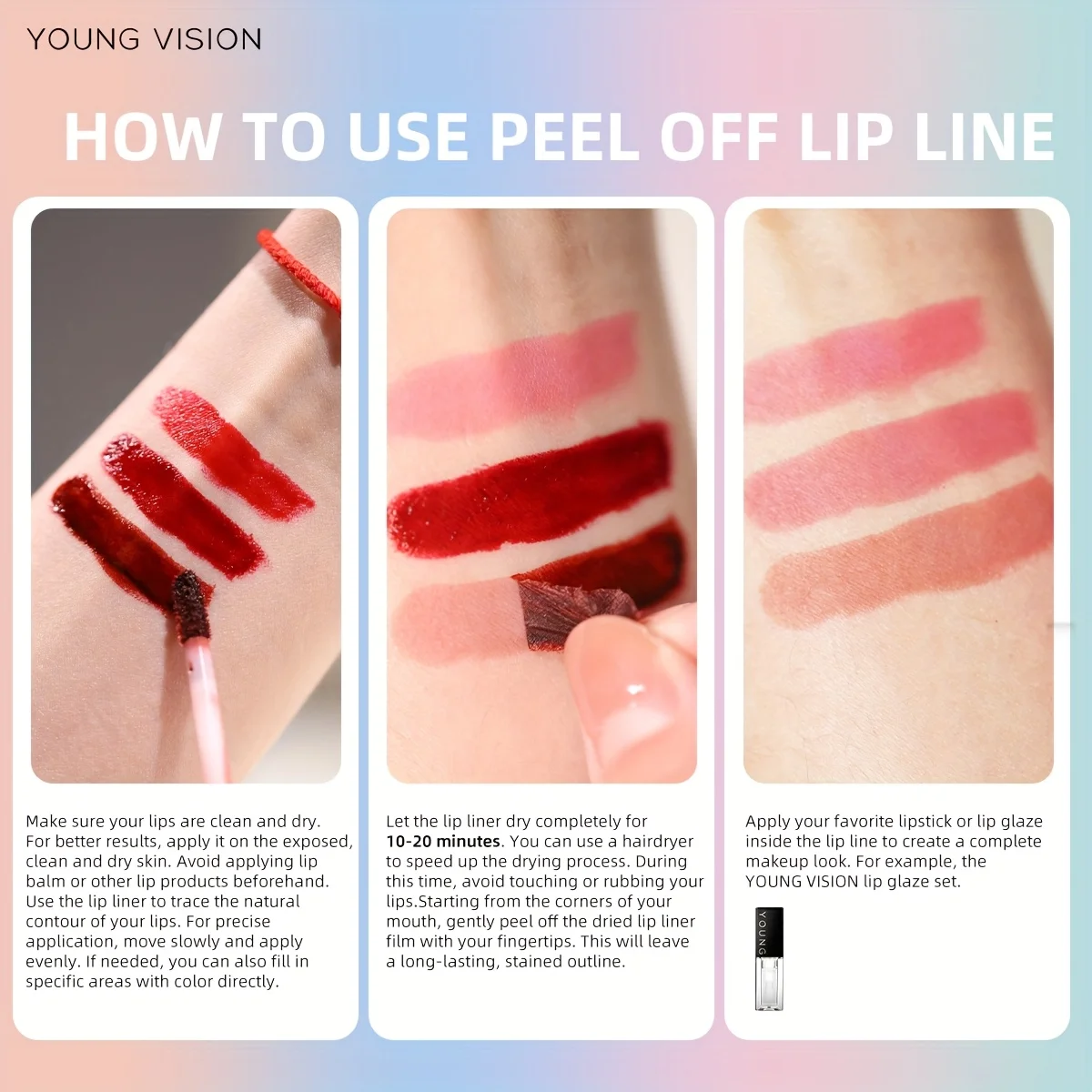 3 قطع قلم تحديد الشفاه المقشر، قلم تحديد الشفاه المقاوم للماء المقاوم للتلطخ، مخطط أحمر الشفاه طويل الأمد المقاوم للنقل لكامل #3