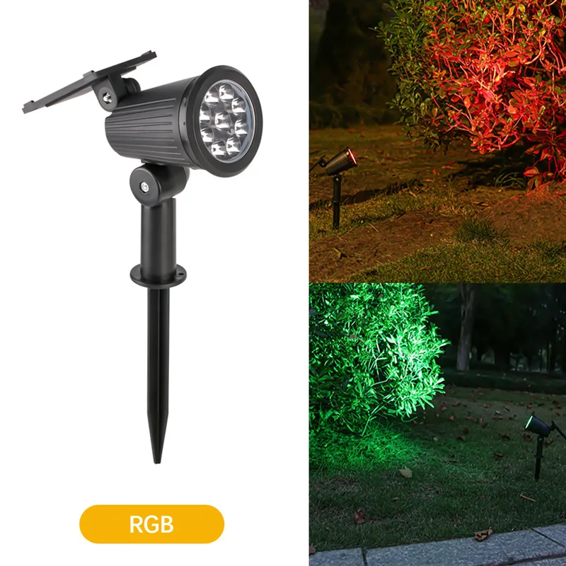 9 LED-solarspots voor buiten, 3 lichtopties wit/warm wit/RGB kleurveranderend, zonne-landschapsverlichting, grondpaalwand