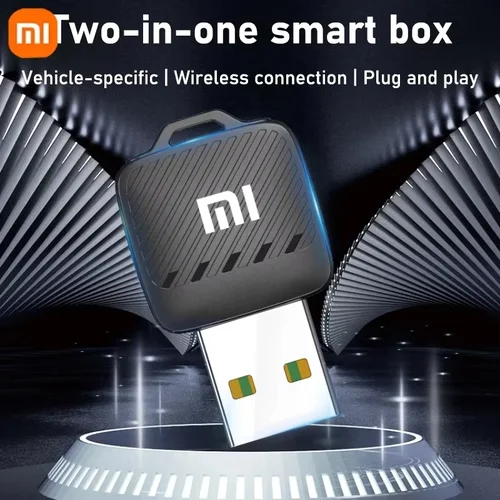 Imagen 2 del producto Xiaomi 2 en 1 inalámbrico Android Auto adaptador inalámbrico CarPlay Dongle sistemas inteligentes de coche AI caja inteligente para coche CarPlay con cable