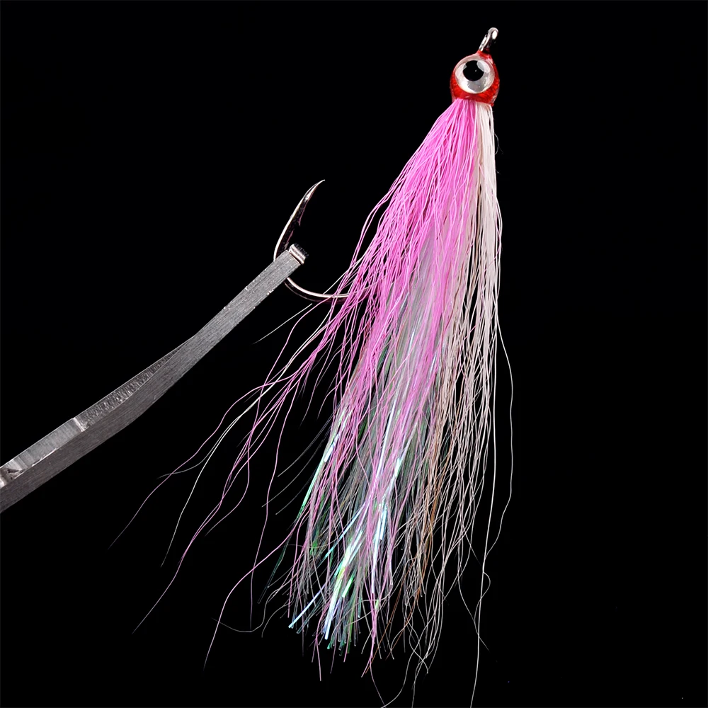 Anzuelos de pesca de acero con alto contenido de carbono, señuelo de pesca con mosca Minnow, salmón, trucha, lubina, 5 unidades