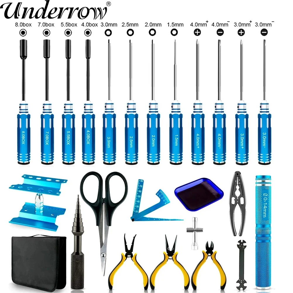 24 in 1 RC Hex Screwdriver Tool Kit Hex Nut Driver Phillips Screwdriver Allen Wrench for Rc Car Drone Boat Quadcopter Helicopter