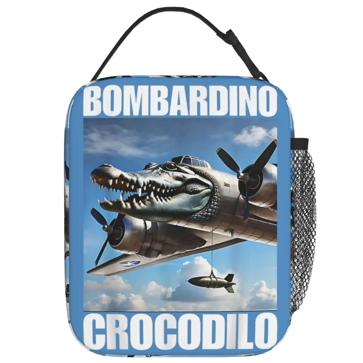 

Сумка-холодильник Bombardiro Crocodilo для детей, итальянская коробка для завтрака Brainrot, сумка-холодильник для пикника, удобные оксфордские термосумки-тоут