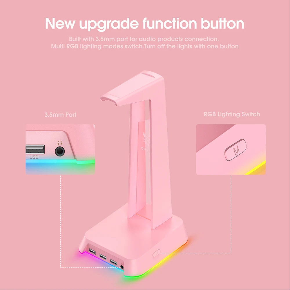 Supporto per cuffie da gioco RGB supporto per cuffie per Computer con 3 porte per caricabatterie USB per supporto per cuffie con supporto per Display da tavolo