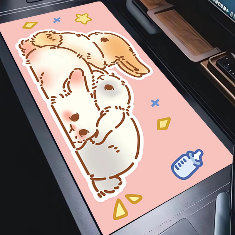 

Коврик для мыши, резиновый коврик для мыши, игровые аксессуары, коврики для шкафа для ПК, геймера, офисный компьютер, милый мультяшный кролик, настольный коврик, коврики для клавиатуры