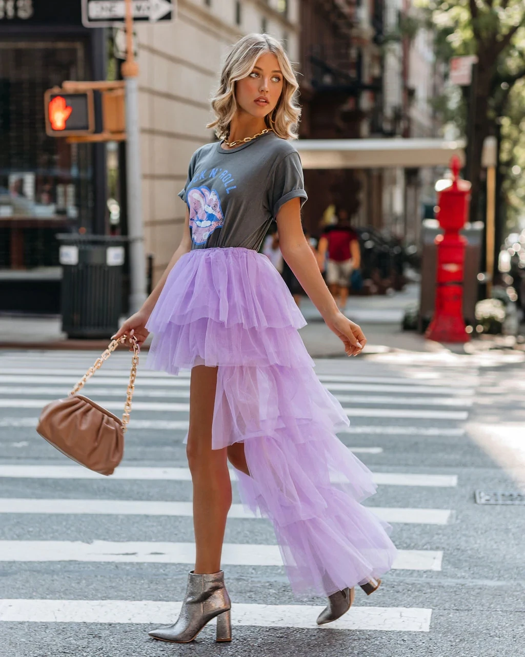 Imagem -05 - Moda Lavanda em Camadas de Alta Baixa Tule Saias Meninas Maxi Tule Saia Ilusão Verão Longo Tule Saia Feminina Elástica