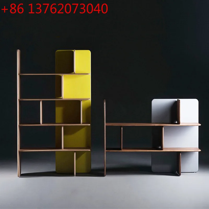 

Black walnut color bookshelf modern simple bookcase creative personality floor bookcase