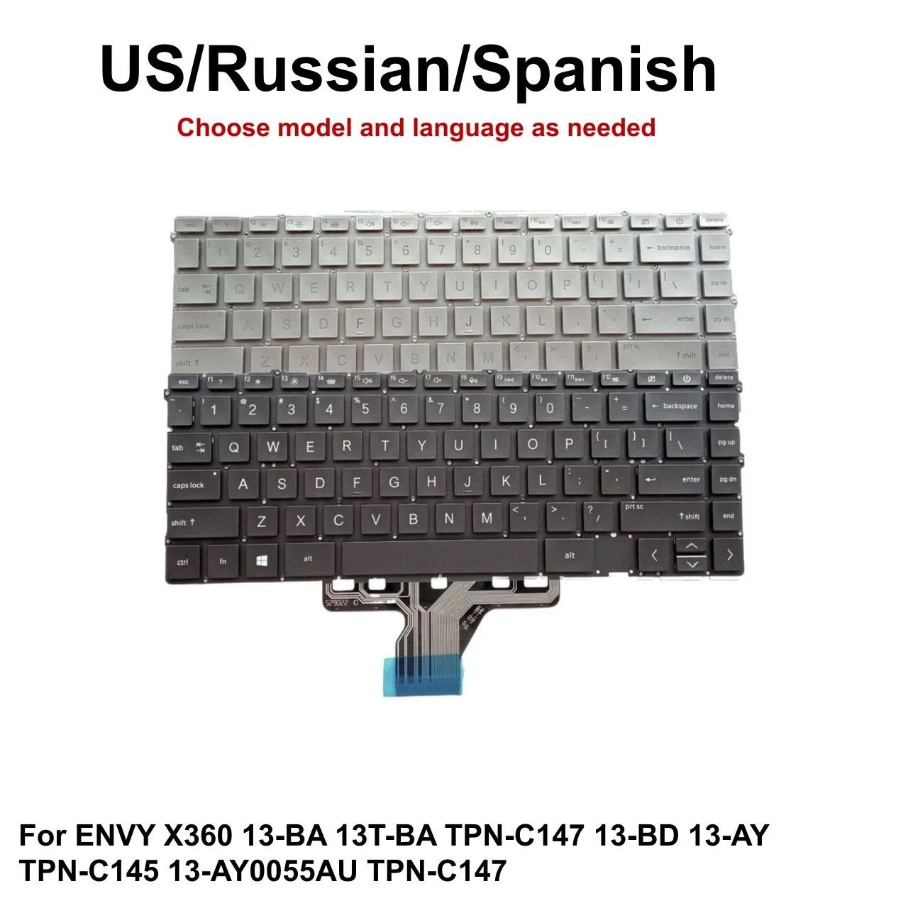 New US Russian Spanish Backlit Keyboard For HP ENVY X360 13-BA 13T-BA TPN-C147 13-BD 13-AY TPN-C145 13-AY0055AU TPN-C147