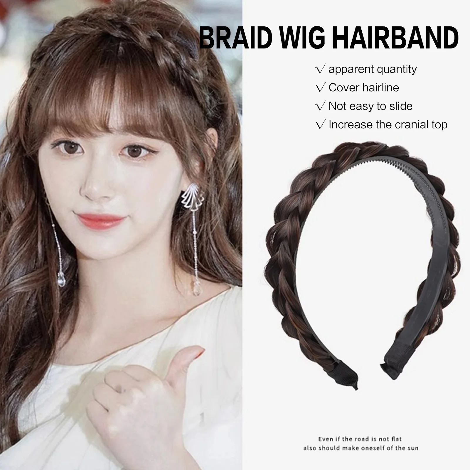 Elegant Braided Headband Fishtail Braid Design for Wedding Party Natural Look Synthetic Hair Accessory Non Slip Soft Padding