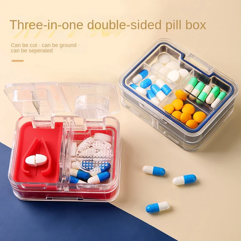 Medicine Box Pill Caplets Medicine Dose Tablet Cutter Splitter Divide Compartment Storage Box Portable Home Medicine Case Boxes