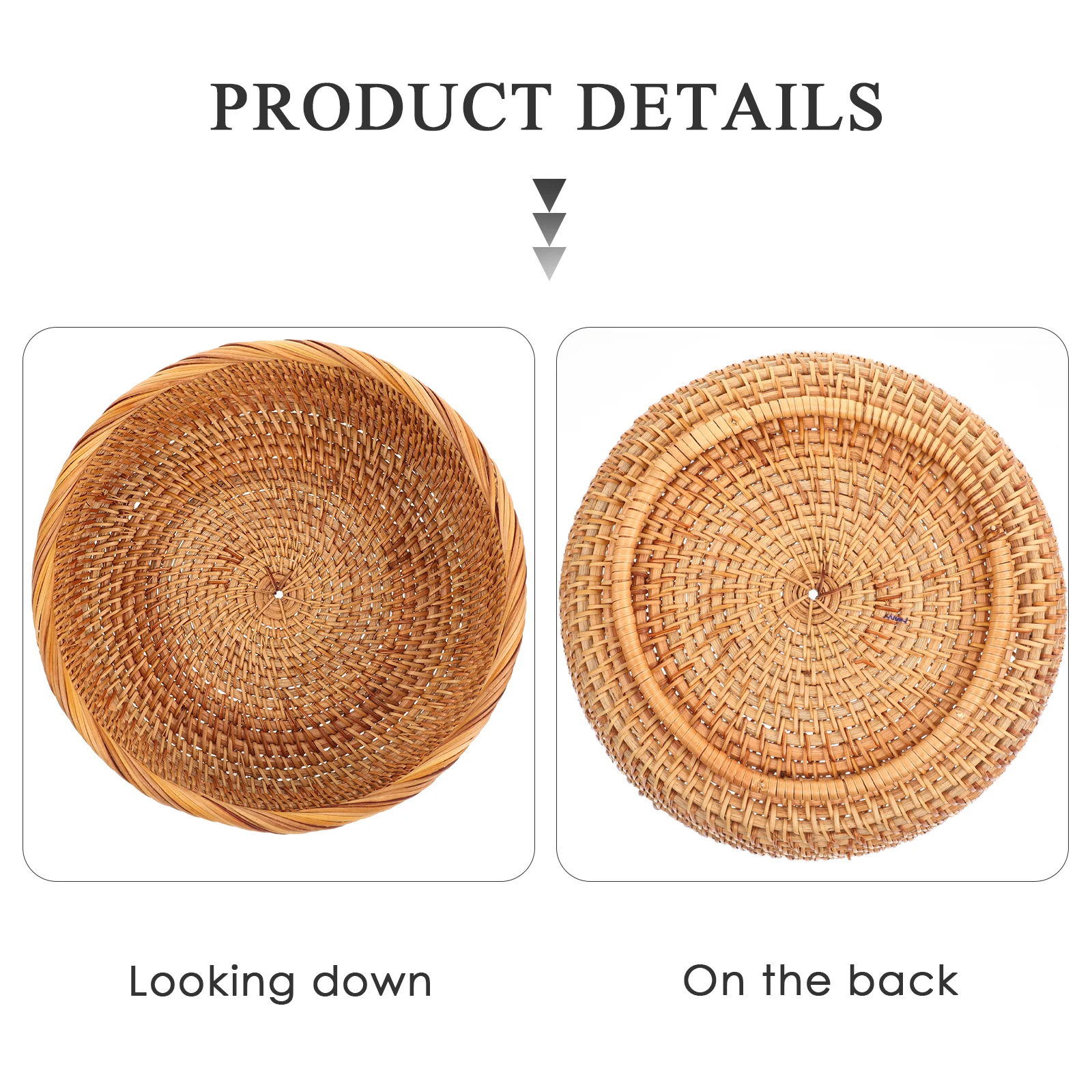 

Rattan Fruit Basket Wooden Tray Kitchen Bread Basket Woven Storage Natural Baskets Practical House Decor