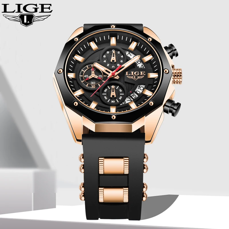 

LIGE Outdoor Fashion Quartz Man Watch Top Brand Luxury Casual Sport Watches for Men Military Waterproof Chronograph Reloj Hombre