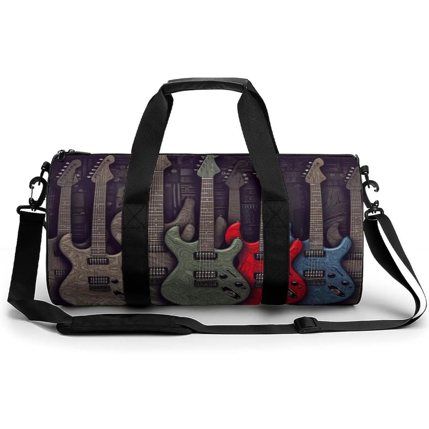 

Сумка-дафл с рисунком электрогитар, большая вместимость, регулируемый ремень, для путешествий, спортзала, модная, для женщин и мужчин