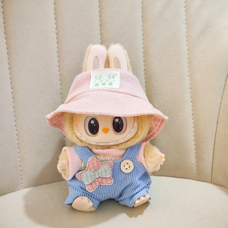 17cm Cute Mini Plush Doll's Clothes Outfit Accessories For Labubu Dolls Clothing Gift Sitting Party Series Hat Jumpsuit T-shirt