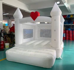 Jumping Castle 3.7*2.7*2.6M Inflatable White Bounce House For Kids Bouncy House White For Children With Blower Slide 5-8 Kids