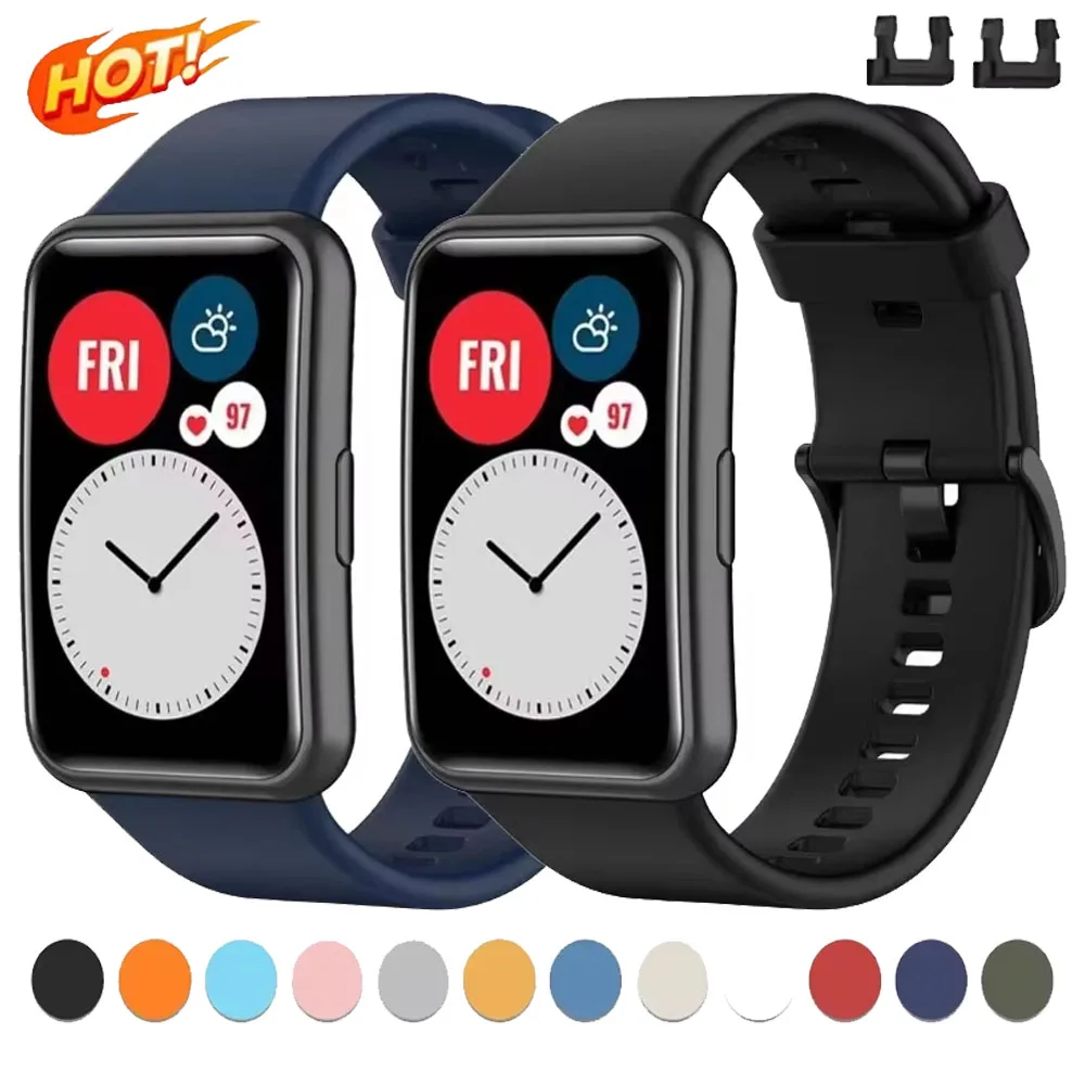 Original Soft Silicone Strap For Huawei Watch Fit Smart Watch Tonal Buckle Adjustable Wristband For Huawei Fit Watch Accessories