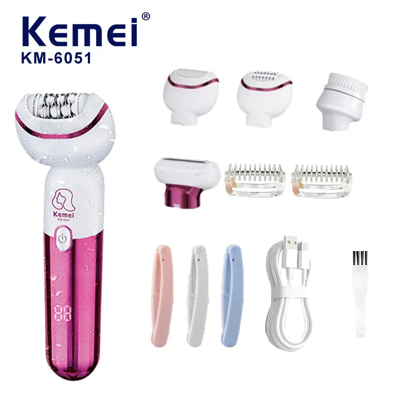 

Kemei KM-6051 New Multi-functional 5-in-1 Electric Ladies Hair Remover, Portable Hair Trimming Tool Set, Body Hair Trimmer.