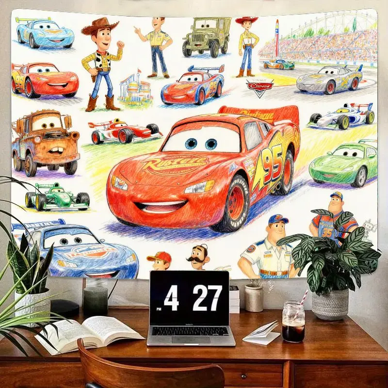 

1 шт. Disney Pixar Cars Toy Story гобелен, Молния Маккуин Вуди Матери, красочный полиэстер, настенное искусство, декор для детской комнаты, подарок