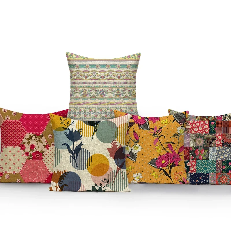 Vintage Home Decor Cushion Cover Floral Plants Pattern Throw Pillow Case Floral Home Office Sofa Seat Chair Cushions Covers