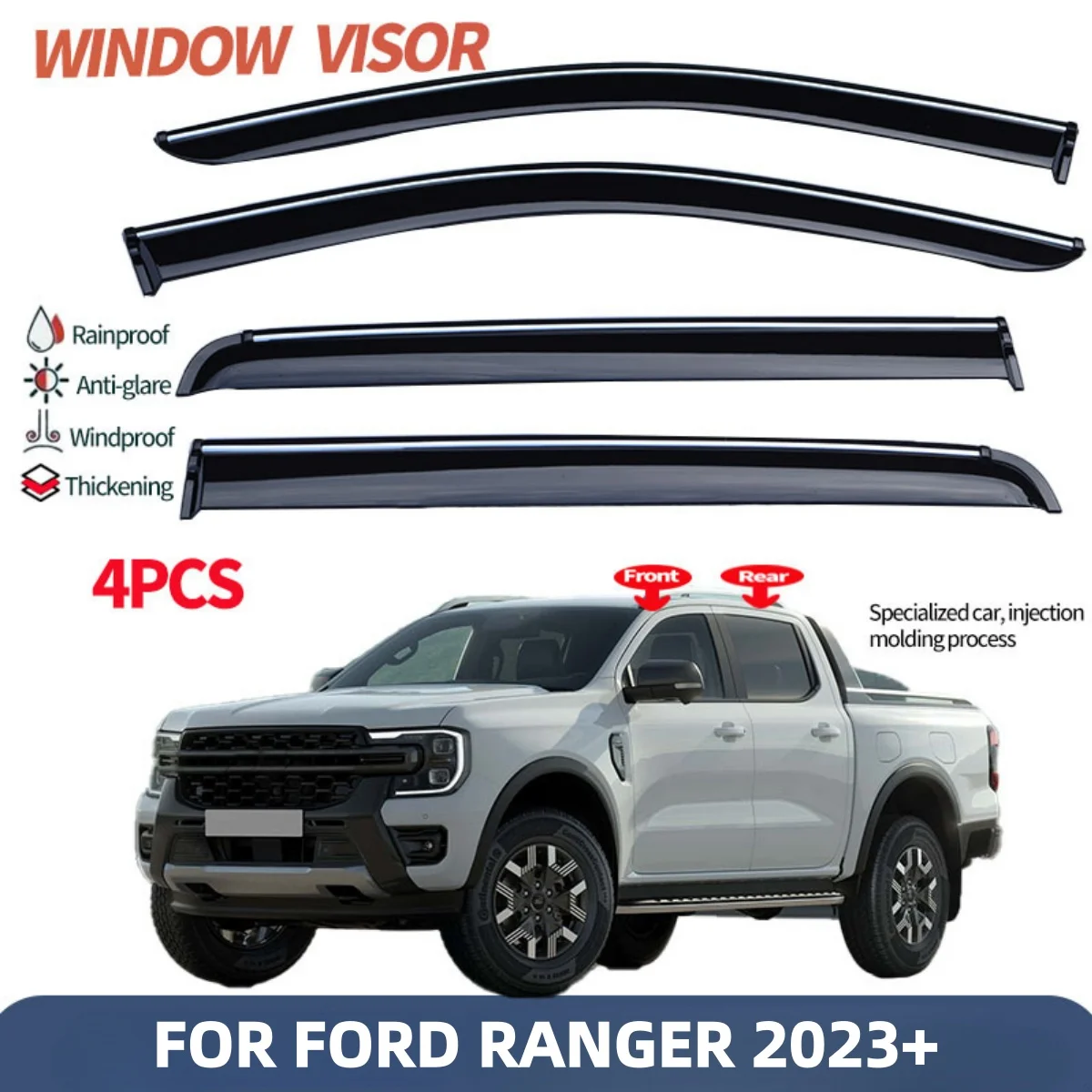 Weathershied Weather Shield Window Visor Rain Guard Deflector For Ford Ranger 2023+ Wind Deflectors Car Exterior Accessories