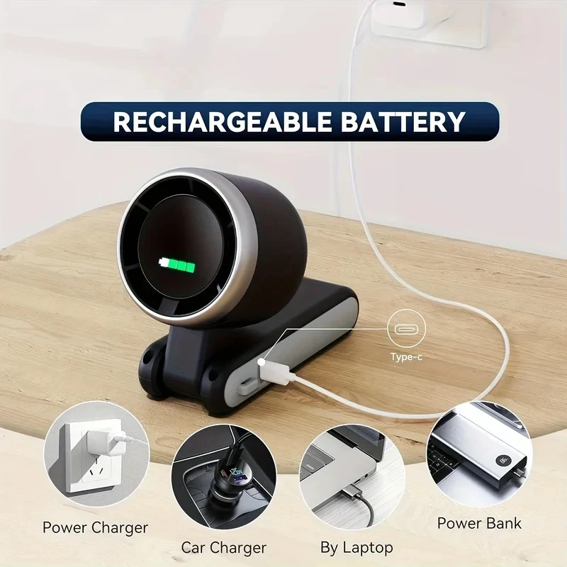 Portable 3-in-1 Turbo Handheld Fan, 5 High-Speed Settings, 3600mAh Power, Digital Screen, Foldable USB/Type-C Charge view 6