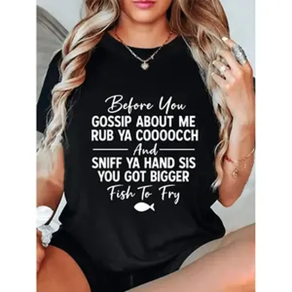 Camiseta de manga corta con estampado de peces divertidos - Cuello redondo informal, mezcla de algodón CVC suave, perfecta para la playa