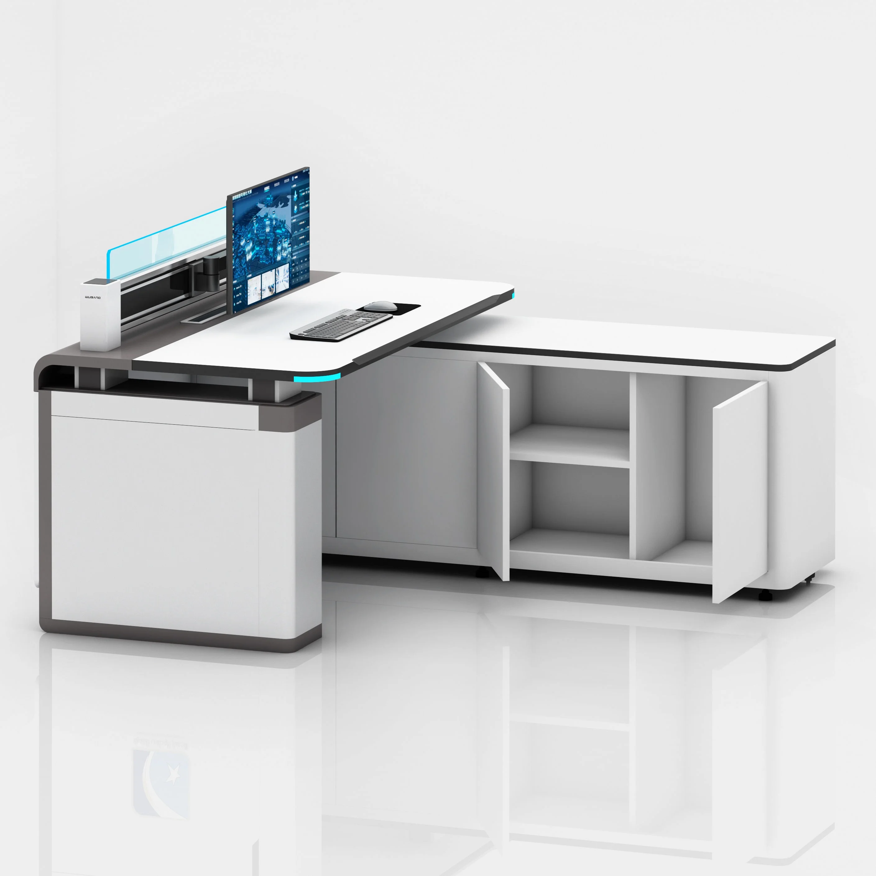 L Shape Design Desk Custom Table Eco Friendly For Boss Office Commercial Place