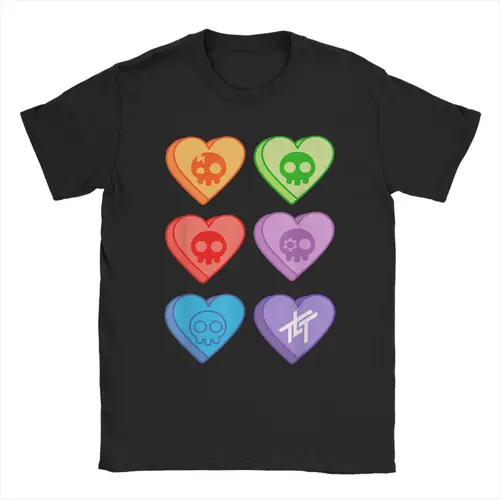 Imagen 1 del producto Camisetas The Living Tombstone Candy Hearts para hombre, camisetas Hipster de algodón de Rock con cuello redondo y manga corta, camisetas con estampado con dibujo