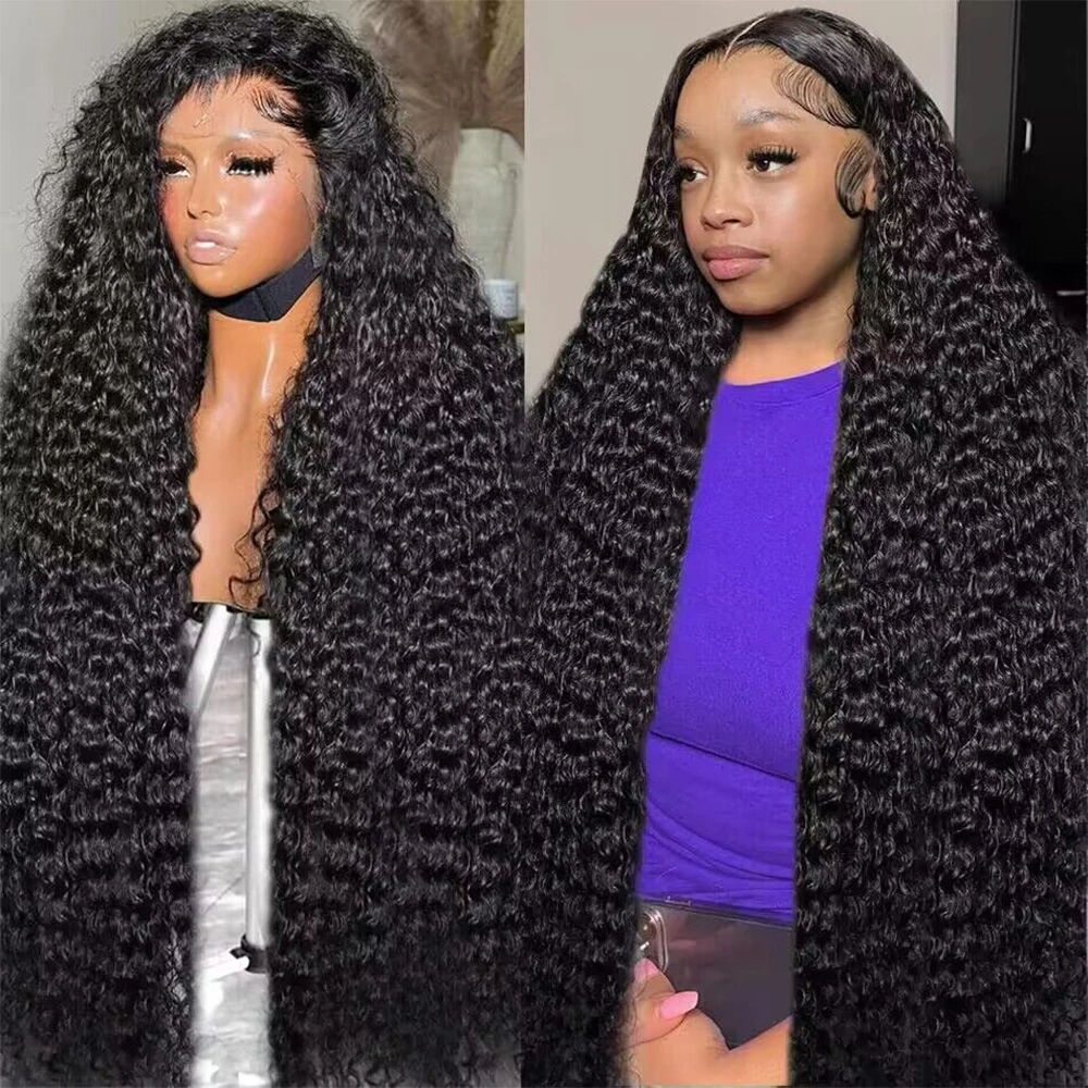 

200%Density 46Inch Deep Wave Frontal Wig Transparent 13x4 13x6 HD Lace Frontal Human Hair Wigs Curly Human Hair Lace Frontal Wig