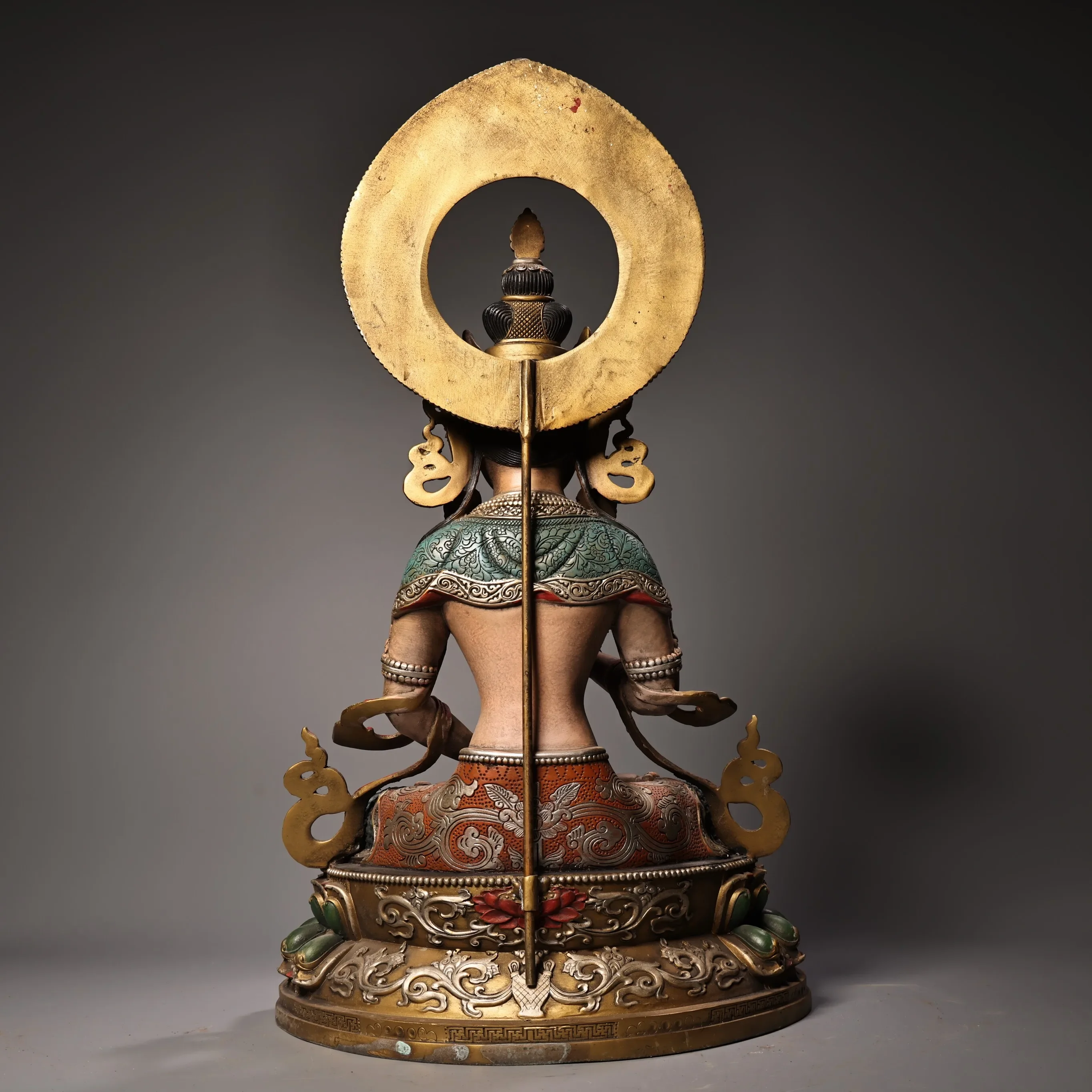 Bronze Painted High Relief Vajrasattva Buddha Backlight Lotus Terrace Amitabha Worship Hall