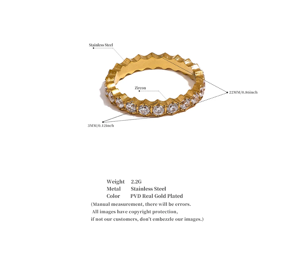 Yhpup Exquisiter weißer Zirkonia Bling Edelstahl Klassisch Dünn Schicker Ring Luxus Verlobung Hochzeit Modeschmuck Geschenk – Detail 4