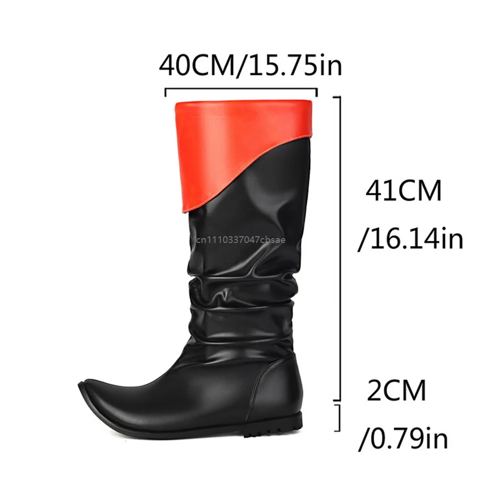 Renaissance Medieval Pirate Boots Mixed Color Pu Leather Fur Lined Boot Gothic Knight Cosplay Costume Pointed Toe Shoes 2026 6