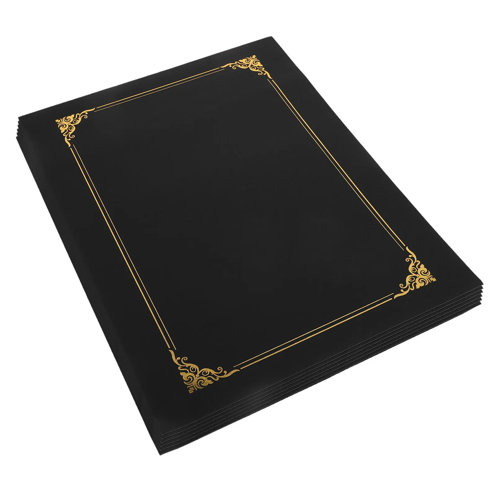 6Pcs Certificate Holders Black Gold Foil Border 8.5x11 Graduation Diploma Folder Award Certificate Covers Office School
