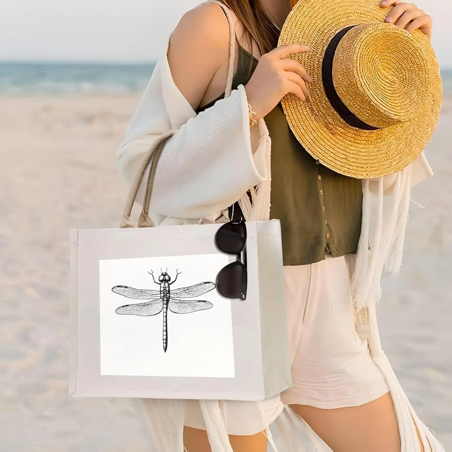 (Libelle) Canvas-Einkaufstasche, Strand, Reisen, Umhängetasche, Geschenke, Schultertasche